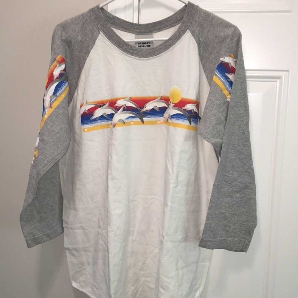 New retro Stanley DeSantis Hawaii Dolphins Ragland sleeve baseball T shirt L